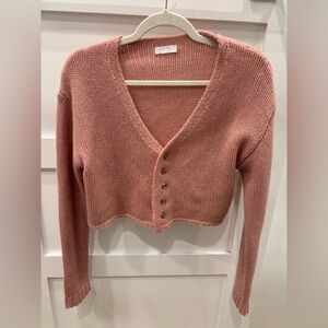 Sablyn 100% Cashmere Dusty Rose Cropped Button-Up Cardigan Size XS